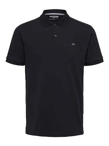 Selected Dante Kurzarm-Poloshirt Schwarz S - Poloshirt für Herren mit zeitloser Eleganz und modernem Komfort. Hergestellt aus 100% Bio-Baumwolle, bietet es einen bequemen Sitz und ist ideal für Büro und Freizeit.