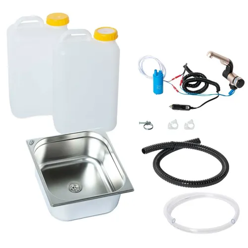 12V Miniküche Campingküche mit Spüle 354x325x150 mm - Praktischer Küchenblock-Bausatz für Camping: Kompakt, leicht und ideal für unterwegs. Perfekt für die Wasserversorgung im Freien.