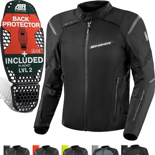 SHIMA Rush 2.0 Motorrad Textiljacke, schwarz, Größe L für Männer - Motorradjacke mit 3-lagiger Konstruktion und wasserdichter NextDryTM-Membran, ideal für alle Wetterbedingungen und mit herausnehmbarem wärmendem Futter.