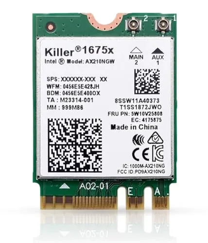 HighZer0 Electronics Intel AX1675x Killer Series Gaming WiFi 6E Adapter Upgrade | M.2 WiFi Card for PC | 2.4 Gbps WiFi | Bluetooth 5.3 Compatible | for Most Intel and AMD Systems (AX1675x)