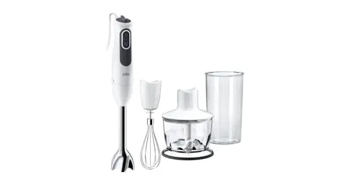 Braun Stabmixer MultiQuick 3 Vario MQ 3135 - 750 W, 11 Geschwindigkeitsstufen, Edelstahl-Set mit Messbecher, Zerkleinerer und Schneebesen, BPA-frei und spritzfreies Pürieren