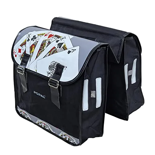 ESTEXO Fahrradtasche Doppel Gepäckträgertasche Tasche Seitentasche Gepäcktasche für Fahrrad Packtasche Schwarz Spielkarten