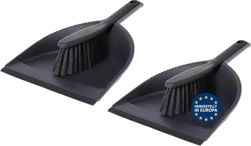 mucHome Kehrgarnitur mucHome Kehrschaufel Set in schwarz Handfeger mit Gummilippe, (2-tlg)