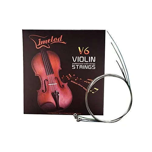 Imelod Violinensaiten Universal Full Set (G-D-A-E) Violine Fiddle String Saiten Stahlkern Nickel-Silber umwickelt mit vernickeltem Kugelende für 4/4 3/4 1/2 1/4 Violinen (1 Set)…