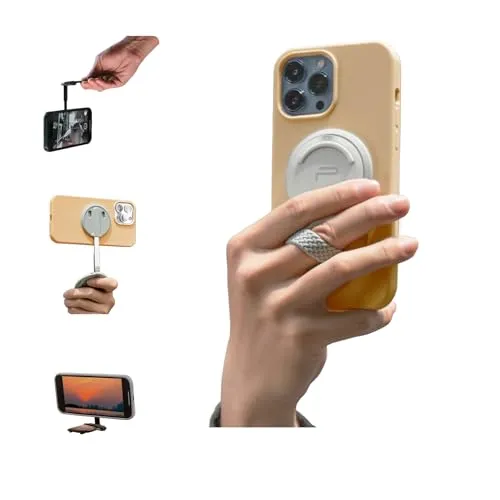 PGYTECH MagFlex Phone Photography Stand, Magsafe Ständer mit Ring für iPhone, Starke Magnete & Winkelverstellung & MagSafe Kompatibel mit Magsafe Phones/Phone Case, Selfie Stick Stativ, Nebeliges Grau