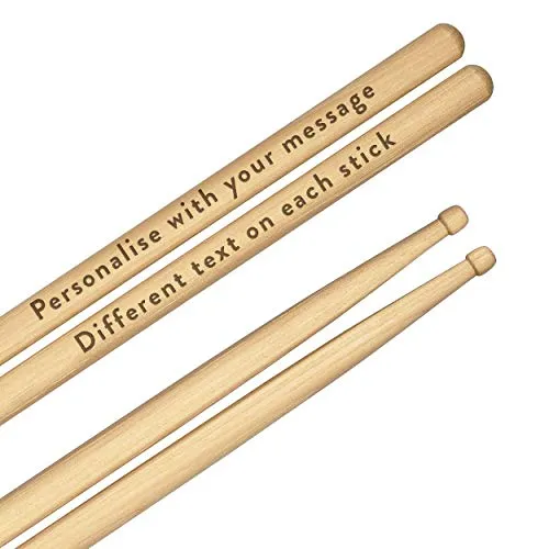 Personalisiert Eigener Graviertes Drumsticks 5A Premium Qualität Ahorn Holz Jeder Nachricht Text Holz Spitze