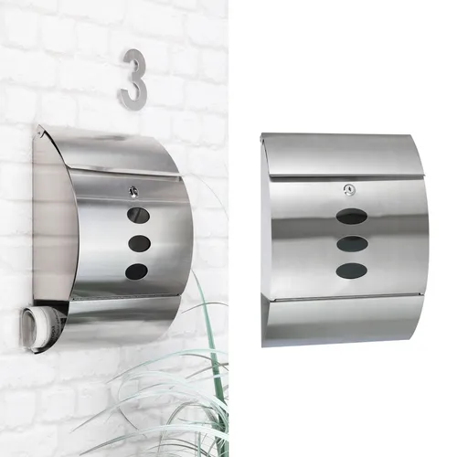 Edelstahl Briefkasten mit Zeitungsfach 30x12x40cm