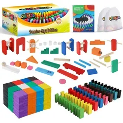 calmado - Domino Spiel 1000 teilig, hochwertiges Buchenholz, inklusive Taschen und Anleitung für kreative Bauideen