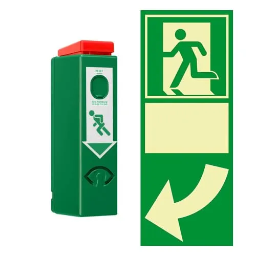 TMS PRO SHOP GfS Einhand-Türwächter mit Voralarm, gemäß DIN EN 179 inkl. Türgriff-Hinweis links, Art.-Nr. 611260 | Türwächter Notausgang | Fluchttürwächter | Türwächter Alarm