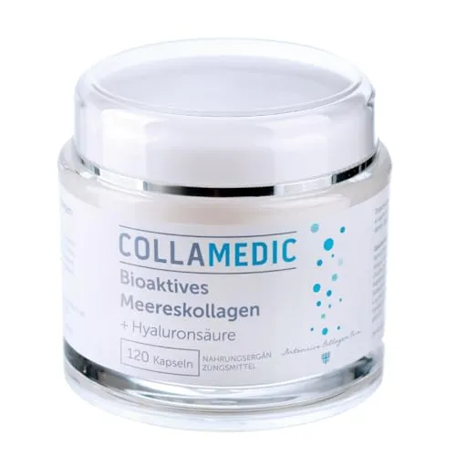COLLAMEDIC Hydrolysierter Meeresfisch-Kollagen-Kapseln 5000 mg, Marine Kollagen Kapseln, Meereskollagen, Behandlung für 1 Monat, 120 Beutel