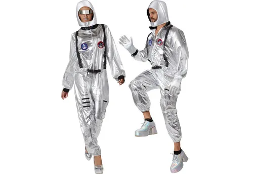 dressforfun Astronauten Kostüm Komplettset mit Brille, Helm und Handschuhen - Futuristisches Kostüm für Karneval und Fasching: Silberner Overall mit Helm und Brille. Unisex-Design für hohen Tragekomfort auf langen Partys. Pflegeleicht und aus strapazierfähigem Material, ideal für Mottofeiern.