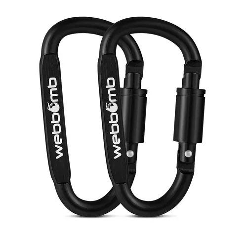 WEBBOMB Karabiner Haken 8 cm Karabinerhaken Schraubkarabiner für Camping Sport Wandern, (2 St)