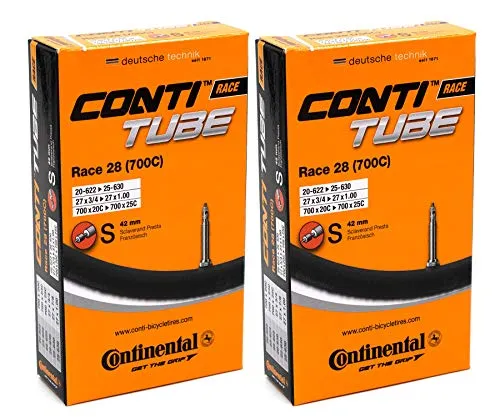 Continental Unisex's 181781 Schlauch, schwarz, 20/25-622/630 - Fahrradschläuche für Rennräder, mit 42 mm Presta-Ventil für einfache Handhabung und optimale Reifenleistung, im praktischen 2er-Pack.