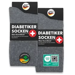 Paar Diabetiker Socken ohne Gummi 97% Baumwolle Damen Herren Socken ohne Naht (Grau 39-42) - Grau - 39-42 6