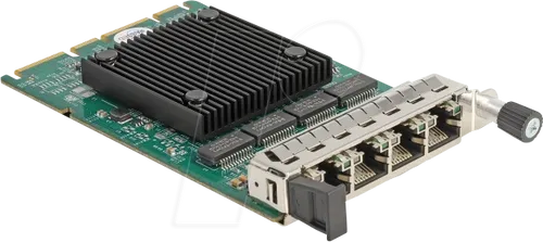 DELOCK 88300 - Gigabit Ethernet Netzwerkkarte mit 4x RJ45 - Netzwerkkarten für Server mit OCP 3.0 Schnittstelle, bietet hohe Übertragungsraten bis zu 1 Gbps und erleichtert Wartung ohne Gehäuseöffnung.