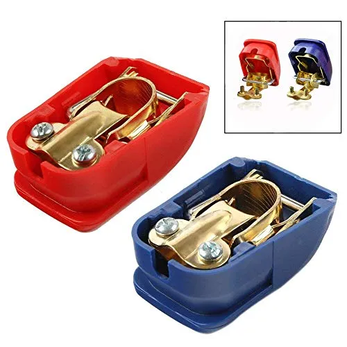 Xrten 1 Paar Auto Batterie Schnellverschluss,Batterieklemmen Polklemmen Batterie Polklemmen Schnellklemmen(Rot/Blau)