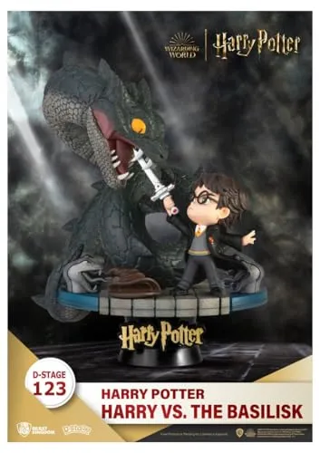 Beast Kingdom Harry Potter D-Stage Diorama: Harry vs. The Basilisk - Model Statuen: Fesselndes PVC Diorama (16 cm) von Harry Potter, ideal für Sammler und Fans, präsentiert in einer transparenten Box.