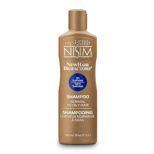 Nisim NewHair Biofactors Shampoo gegen Haarausfall, 1 Stück x 240 ml, Mittel für Haarwachstum, Öliges Haar, Keine Sulfate, Männer und Frauen
