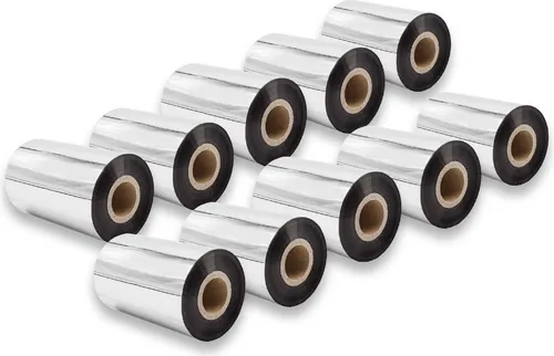 vhbw 10x Thermotransfer-Band kompatibel mit Zebra PAX-Serie, 105SL, 105SE Drucker Etikettendrucker, Wischfest, 100 mm x 300 m, Wachs-Plus Schwarz