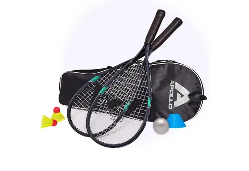 Apollo Speed-Badmintonschläger Set für Kinder - Badminton Schläger Set für Einsteiger, inkl. Tragetasche, Federbällen, Schaumball und Hütchen – ideal für sportliche Aktivitäten im Freien!