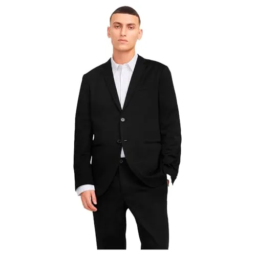 Jack & Jones Sakko JPRJAXON JERSEY BLAZER NOOS schwarz 52 - Business- & Abendmode für Herren, modisches Slim Fit Sakko aus elastischem Material für optimalen Tragekomfort und pflegeleichte Maschinenwäsche.