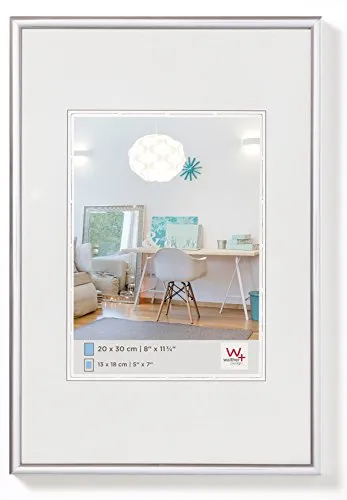Walther Design Bilderrahmen Silber 59,4 x 84 cm (DIN A1) - Wand- & Tischbilderrahmen mit modernem 9 mm Halbrundprofil aus Kunststoff, erhältlich in 24 Formaten und 12 Farben, ideal für individuelle Foto-Präsentationen.