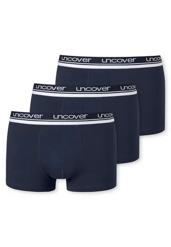Uncover by Schiesser Retro Shorts - 3er Pack (S Dunkelblau) - Retroshorts für Herren mit komfortablem Logo-Webgummibund, formstabil und aus elastischer Single-Jersey-Qualität für perfekten Sitz.