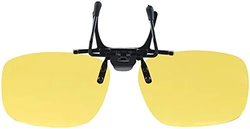 PEARL Gelbbrille: Nachtsicht-Brillenclip in abgerundetem Design, polarisiert, UV400 (Nachtfahrbrille zum Aufstecken, Nachtsichtbrille zum Aufstecken, Sonnenbrillenaufsatz)
