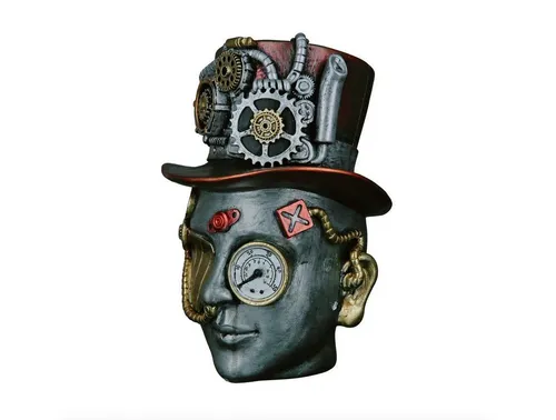 Brillibrum Dekofigur Zahnrad Design Steampunk Skulptur Polyresin Dekofigur Industrial