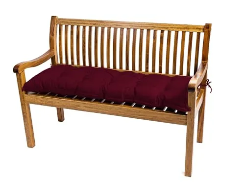 TexDeko® Garden Gartenbank-Auflage 100 x 40 x 8cm wasserabweisend UV - beständig mit Oeko-TEX Zertifikat gesteppt Bankpolster Bankkissen Polsterauflage Sitzpolster Bankauflage Sitzkissen (Bordeaux)
