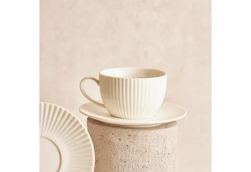 Karaca Seashell Teetasse Set für 6 Personen - Kaffee- & Teegläser, hochwertiges Porzellan mit elegantem Design, ideal für besondere Anlässe und als stilvolles Geschenk für neue Haushalte.