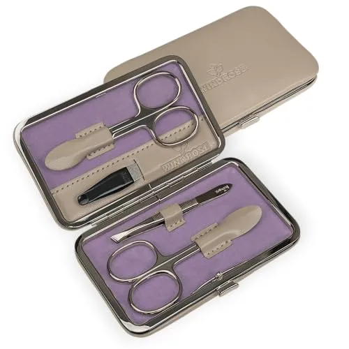 WINDROSE Maniküre-Etui Merino Moda - Nageletuis: Hochwertiges Maniküre-Set mit zwei Scheren, Nagelfeile und Pinzette, ideal für unterwegs und schützt Ihre Nägel in jeder Situation.