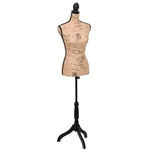 vidaXL Damenbüste Schneiderpuppe Torso Mannequin Jute braun & schwarz - Schneiderpuppen für Mode- und Textilpräsentationen, höhenverstellbar von 133 cm bis 168 cm, antistatisch und ideal für Schaufenster oder als Deko im Zuhause.