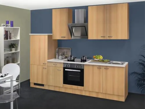Flex Well Küchenzeile ohne Geräte Nano 270 cm buche matt zerlegt Variante reversibel 00009153