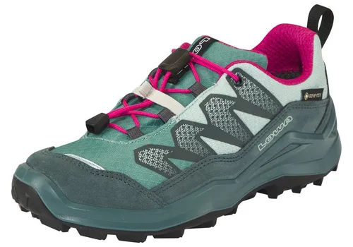 LOWA Kinder Multifunktionsschuhe MADDOX PRO GTX LO JR - Sportlicher Kinderhalbschuh mit praktischem Schnellschnürsystem und hochwertigem Textil-Veloursleder-Schaft für hohen Komfort. Robuste Verarbeitung sorgt für Langlebigkeit und Abriebfestigkeit, ideal für Abenteuer im Freien.