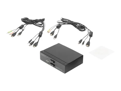 DIGITUS DS-12870 - 2-Port KVM/AUDIO/USB Switch - KVM Switch für 2 Geräte, ermöglicht einfachen Zugriff auf mehrere Systeme mit nur einem Benutzer, ideal für effizientes Arbeiten am Desktop.