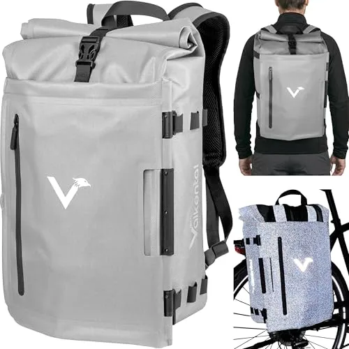 Valkental - TrailX 2in1 Fahrradtasche & Rucksack [28L WASSERDICHT] - Flexibel nutzbare 2in1 Fahrradtasche und Rucksack mit 28L Volumen. Robustes, wasserdichtes Material schützt deine Sachen, während reflektierende Elemente für Sicherheit im Straßenverkehr sorgen.