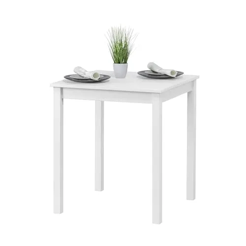 hagge home Esstisch aus Kiefernholz, 68 x 68 cm, Weiß - Kompakter Esstisch aus nachhaltigem Massivholz, ideal für kleine Wohnungen. Robuste Bauweise und nordisch inspiriertes Design machen ihn zum perfekten Mittelpunkt jedes Esszimmers.