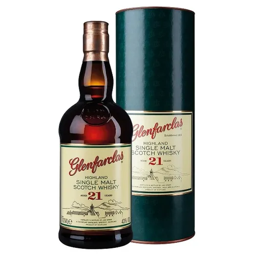 Glenfarclas 21 Jahre - Single Malt Scotch Whisky - Whisky, 21 Jahre gereift mit vollmundigem Geschmack und typischen Glenfarclas Sherry-Aromen, ideal für Whisky-Liebhaber und Kenner.