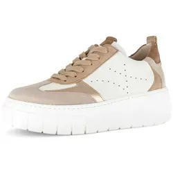 Gabor 83.224.12 Damen Plateau Sneaker Leder in beige-Kombi - Gr. 42