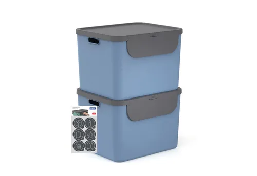 Rotho Albula Mülltrennsystem 2er-Set je 55L - Praktisches Mülltrennsystem im 2er-Set mit je 55 l. Die stapelbaren Abfalleimer aus 100 % recyceltem Kunststoff bieten eine bequeme Frontklappe und extra breite Öffnung für einfache Entsorgung.