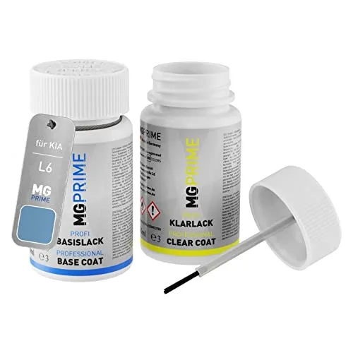 MG PRIME Autolack Lackstift Set für KIA L6 Blue Diamond Metallic/Diamantblau Metallic Basislack Klarlack je 50ml