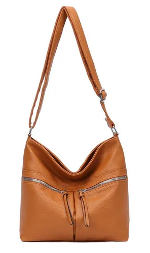ITALYSHOP24 Schultertasche Damen Tasche Shopper Umhängetasche CrossOver Handtasche Reisetasche, Hobo Bag Crossbody City Bag Beuteltasche Freizeit Leder Optik Urlaub