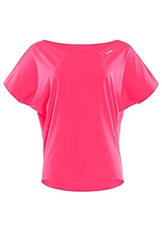 WINSHAPE Damen Super Leichtes Functional Dance-top Dt101 T-Shirt, Neon-pink, XL EU - Shirts für Fitness und Freizeit, aus leichtem, elastischem Funktionsstoff, der umweltfreundlich ist und hohen Tragekomfort bietet.