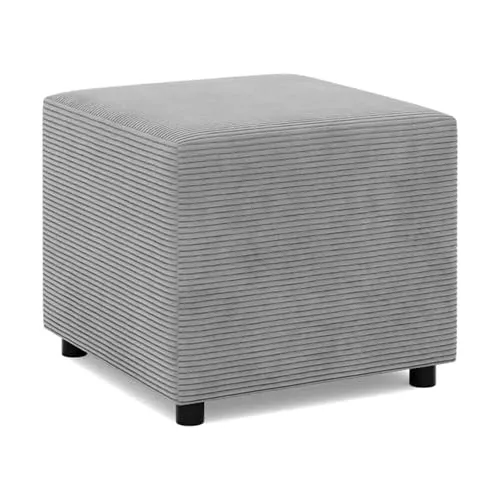 Mebligo - Fußstütze für Sessel 50 x 50 cm NEO Kollektion, Bequemer Hocker als Auflage, Pouf Hocker, Aus Hochwertigen Materialien, Sitzpouf, Fusshocker Gepolstert für Sessel, Hellgrau