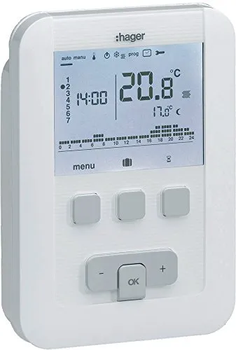 Hager Sistemas EK520 Raumthermostat, programmierbar, Batterien