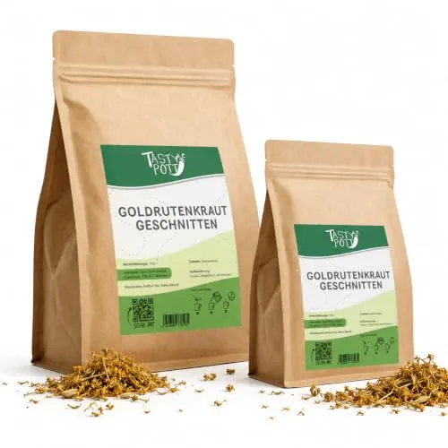Tasty Pott Goldrutenkraut geschnitten und getrocknet I Vegan I Teekraut I Tee kochen I Kräuter I Lose Goldrute im Beutel 250g