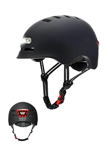 Fahrradhelm mit Rotes Rücklicht+ LED weißem Frontlicht. Elektrorollerhelm, Skate. Helm für Erwachsene, Leicht und mit Herausnehmbarem Futter PC + EPS-Schale, 14 Belüftungsöffnungen und USB Ladekabel