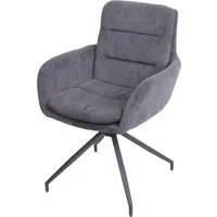 Esszimmerstuhl MCW-K32 - Drehbarer Küchenstuhl in Grau - Stuhl mit drehbarer Auto-Position und hochwertigem Cord-Stoff, ideal für stilvolle Esszimmer und Küchen. ÖKO-TEX Standard 100 geprüft für höchste Qualität.