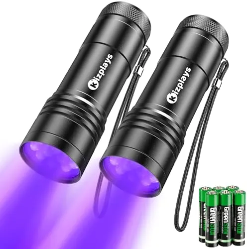 UV Taschenlampe 2 Stück Mini Schwarzlicht mit 12 LEDs